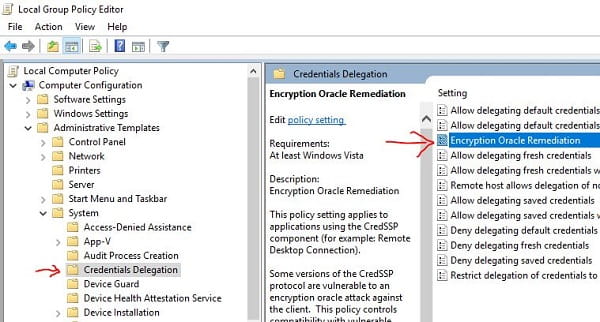 CREDSSP ENCRYPTION ORACLE REMEDIATION….