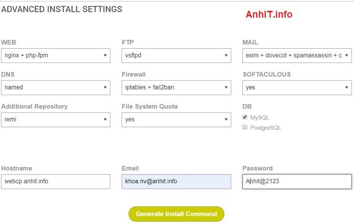 ADVANCED INSTALL SETTINGS