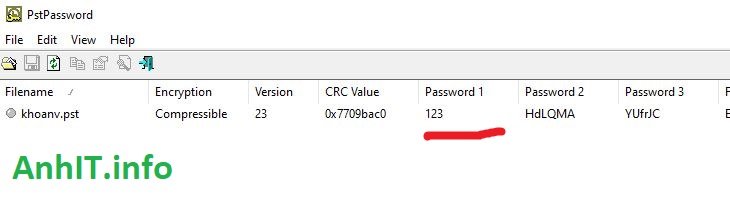 Hướng dẫn lấy lại mật khẩu file .pst