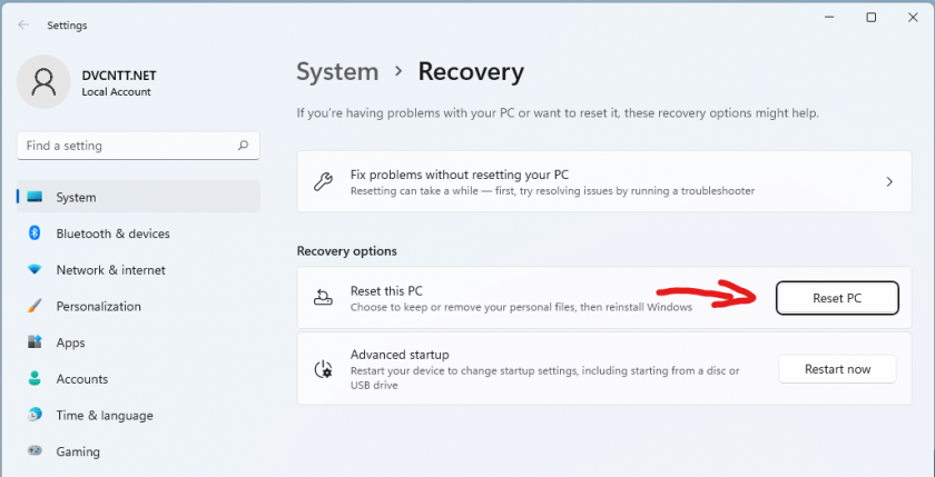 HƯỚNG dẫn reset windows 11